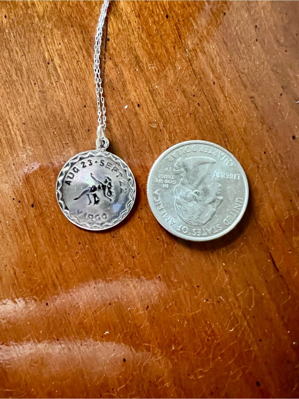 Vintage Sterling Silver Virgo Pendant Necklace